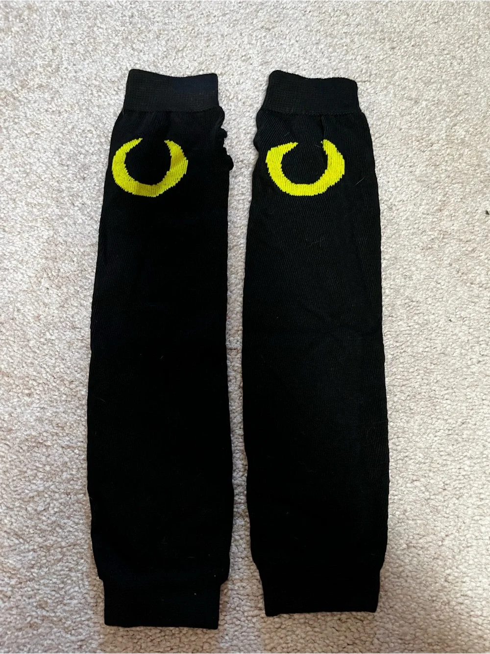 Black Arm Warmers with Yellow Crescent Detail